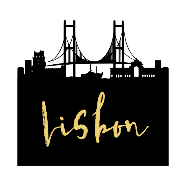 LISBON PORTUGAL DESIGNER SILHOUETTE SKYLINE ART by deificusArt