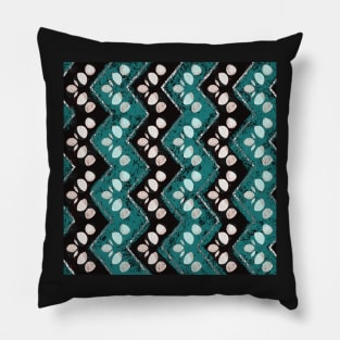 Teal n’ Black and White Zig Zag Abstract Petals Pillow