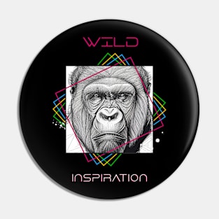 Gorilla Ape Wild Nature Animal Illustration Art Drawing Pin