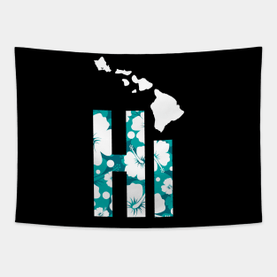 Funny Hawaiian Hibiscus Hi Turquoise Tapestry