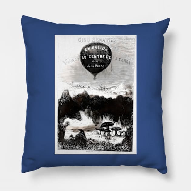 Jules Verne - Journey to the Center of the Earth & 5 Weeks in a Balloon Pillow by Desert Owl Designs