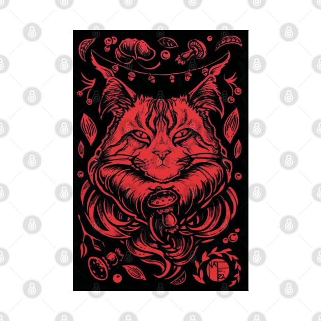 Forest Cat - Black Outlined Version by Nat Ewert Art