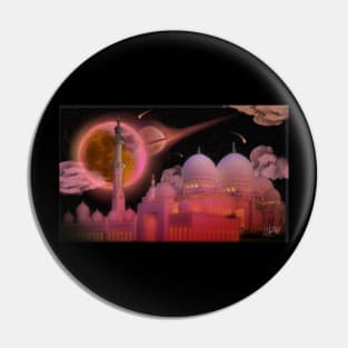 A Aesthetic Pink Night Sky Embraces Beautiful Mosque Pin