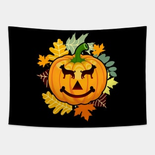 Chihuahua Dog Halloween Pumpkin Carving Tapestry