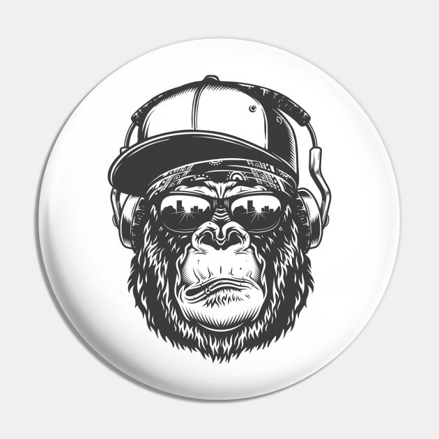 Brooklin Cool Gorilla Pin by ShirtDigger