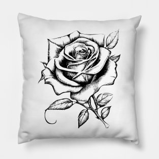 Black Rose Flower Pillow