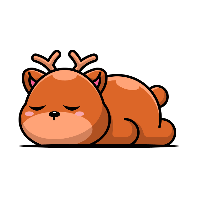 Cute deer sleeping cartoon illustration by Wawadzgnstuff