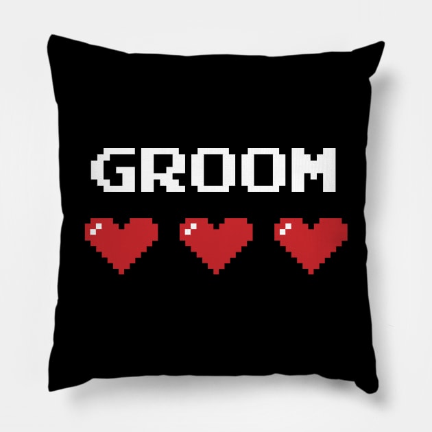 Groom Pixel Heart Pillow by fishbiscuit