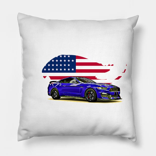 GT500 Mustang USA Print Pillow by Auto-Prints