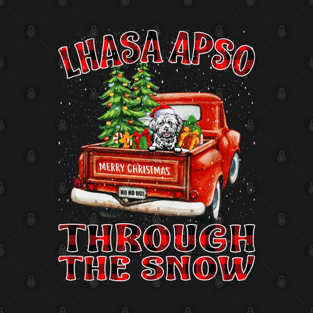 Christmas Lhasa Apso Through The Snow Dog Santa Truck Tree by intelus