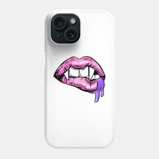 Pastel Goth Pink Lips With Fangs Phone Case