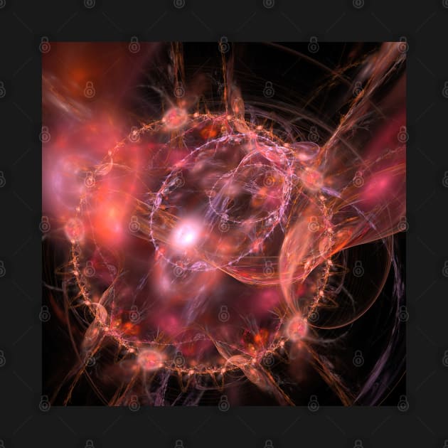 Fractal solar explosion in orange on black by hereswendy