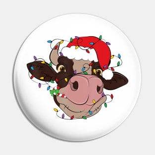 Cow Reindeer Hat Santa Christmas Lights Cow Christmas Pin