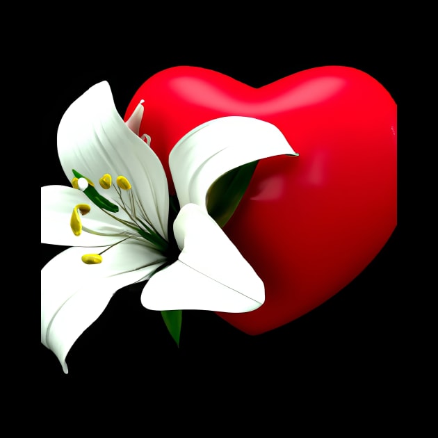 3D Look Artificial Intelligence Art Saint Josephs Heart with a White Lily by Artist4God