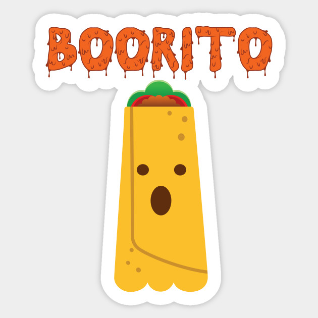 Funny Halloween Burrito Taco Ghost Food Pun Burrito Sticker Teepublic