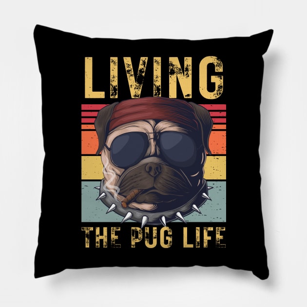 Living the Pug Life Pillow by KreativPix