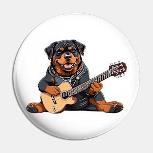 Rottweiler Playing Guitar Pin