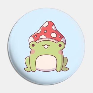 Cute Little Frog With Toadstool Pin