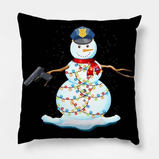 Police Snowman Christmas Lights Shirt Boy Kid Men Gift Pillow by aaltadel