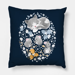 Cozy Cat and Mice Pillow