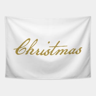 Christmas Gold Script Typography Tapestry