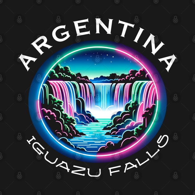 Iguazu Falls Argentina -Cool Neon Art Style by Sambastyles