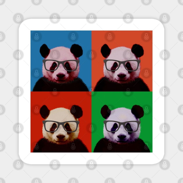 Geeky Nerd Panda in 4 Colors Print / Home Decor / Wall Art / Poster / Gift / Birthday / Panda Lover Gift / Animal print Magnet by luigitarini