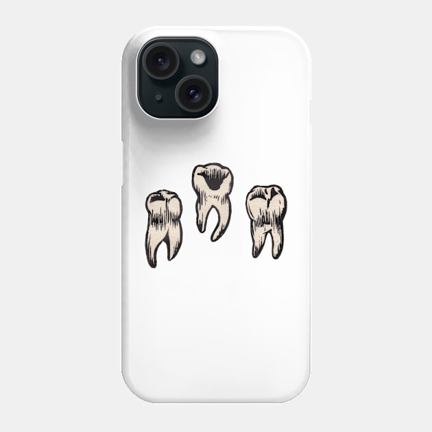 Relief Print of Human Teeth, Traditional Tattoo Teeth Phone Case by AnitasArtStore