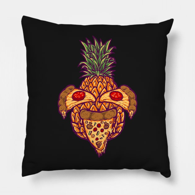 Pineapple and Pizza Tropical Summer Art Pillow by Evoke Collective