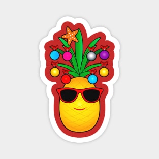 Cartoon Pineapple Decorated for Christmas Magnet