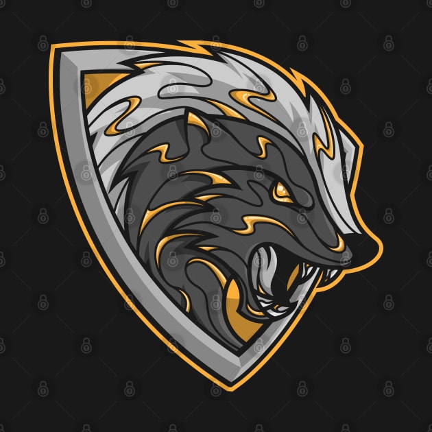 yellow and black loyal badger shield by FamiFriki_V