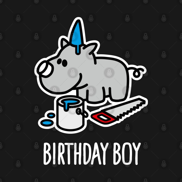 Funny birthday boy Rhino party hat happy birthday cartoon by LaundryFactory