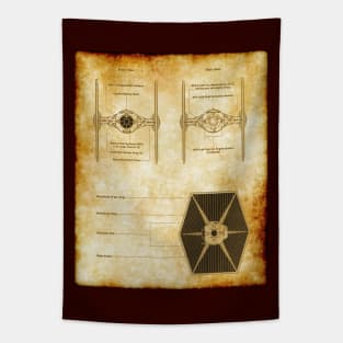 Bad Guys Fighter Craft Parchment Blueprint Tapestry