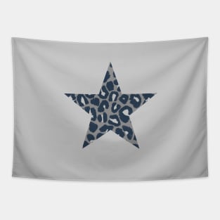 Textured Grey and Blue Coloured Leopard Print Star Tapestry