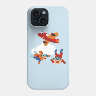 Vector illustration of a cute skydiver monkey and dog Phone Case
