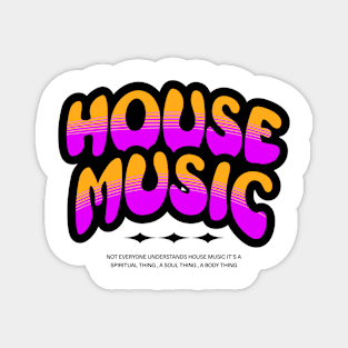 HOUSE MUSIC - Bubble font Two Tone (Black/Orange/Purple) Magnet