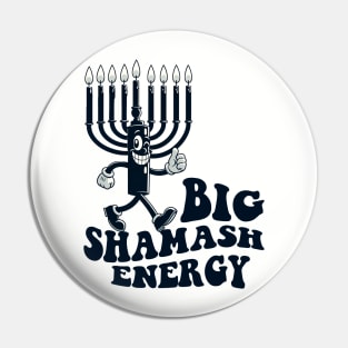 Big Shamash Energy Retro Cartoon Hanukkah Menorah Pin