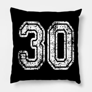 Number 30 Grungy in white Pillow