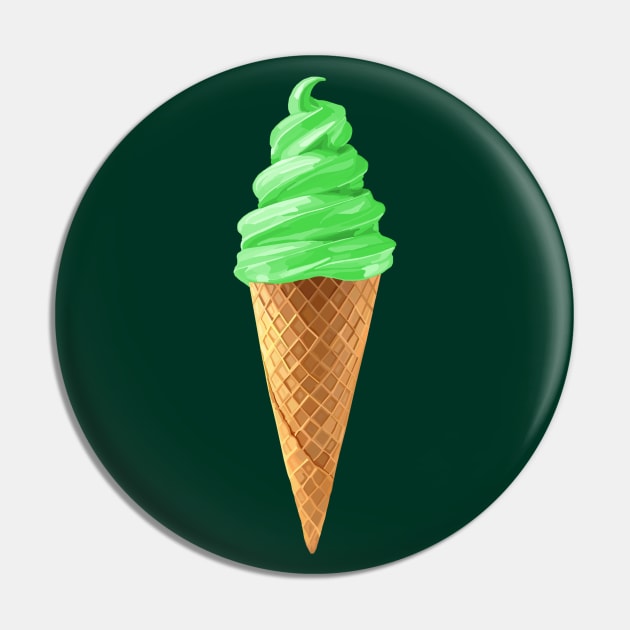 Green Mint Soft Serve Ice Cream Cone Pin by Art by Deborah Camp
