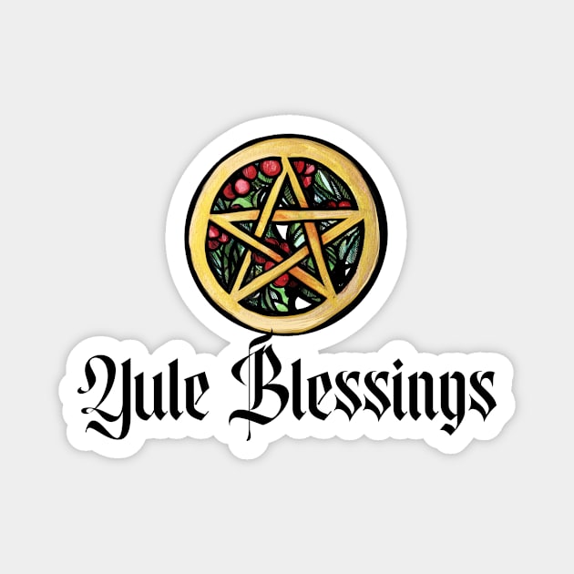 Yule Blessings Pentacle Berries Magnet by bubbsnugg