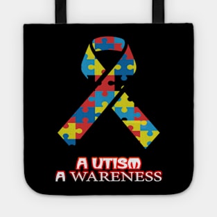 Autism Awareness T-ShirtAutism Awareness Colorful Ribbon Awareness Month Commemorative Graphic Tote