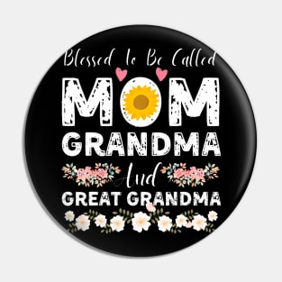 Blessed To Be Called Mom And Grandma Mothers Day Cute Floral Pin