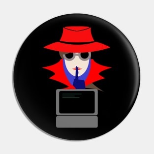 Lady Red Shush (Cauc W/Computer): A Cybersecurity Design Pin