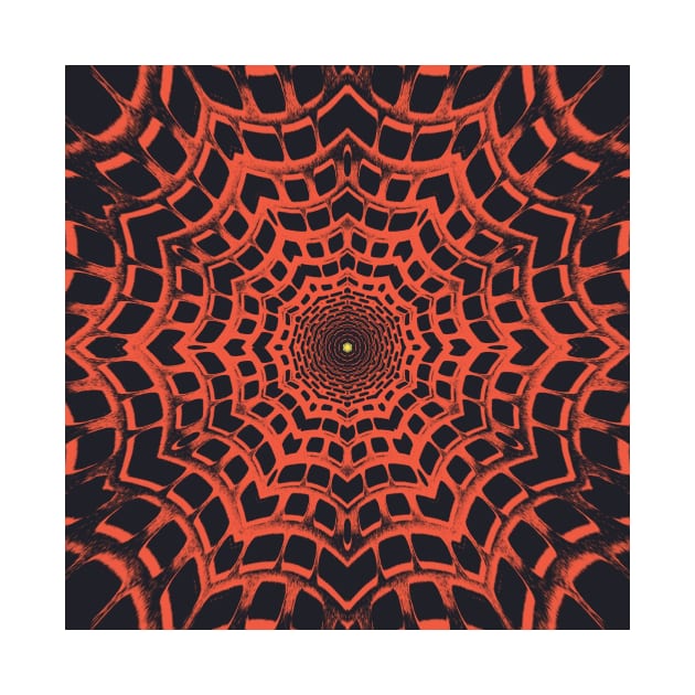 bright orange gold and black kaleidoscopic hexagonal design by mister-john