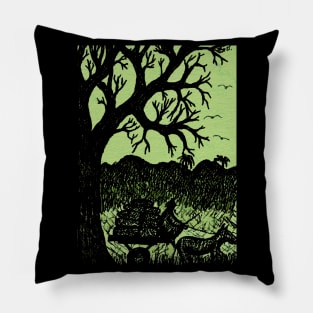 "Borrom Sarret" African rural scene original line drawing Pillow