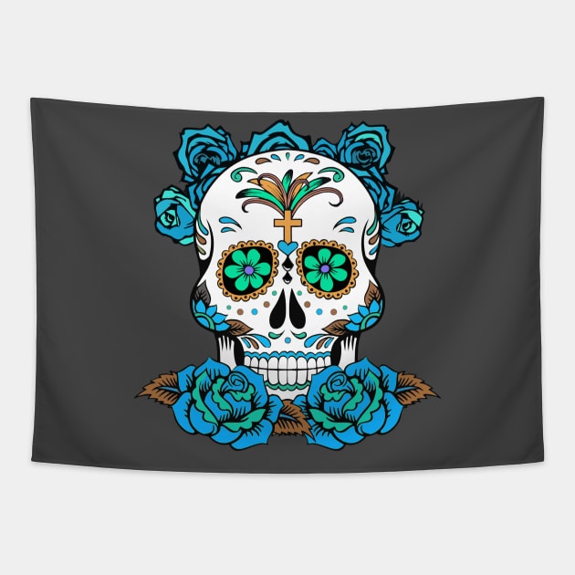 Dia De Los Muertos, Sugar Skull Design Tapestry by PugSwagClothing