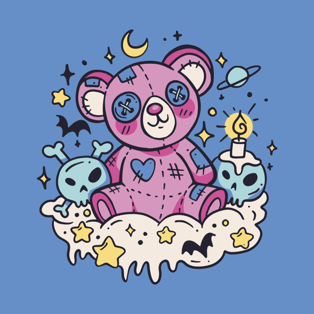 Cute and Creepy Teddy Bear Cartoon by SLAG_Creative