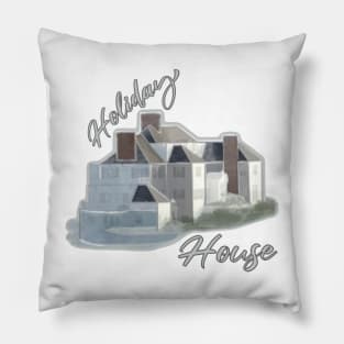 Holiday House- Digital Watercolor Pillow