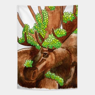 Moose with Succulents Tapestry