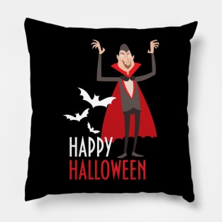 Vampire Scary and Spooky Happy Halloween Funny Graphic Pillow